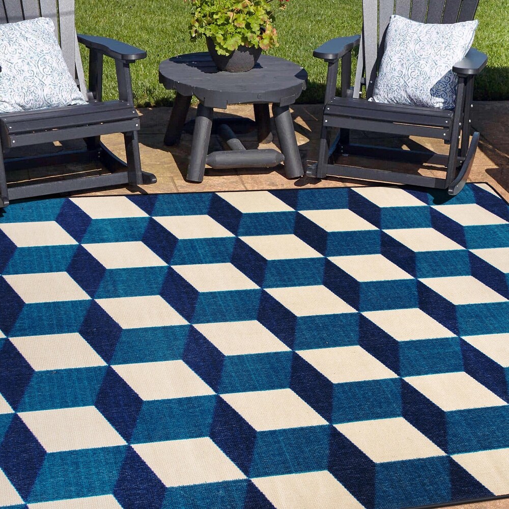 Contemporary Geometric Flatweave Indoor/Outdoor Area Rug