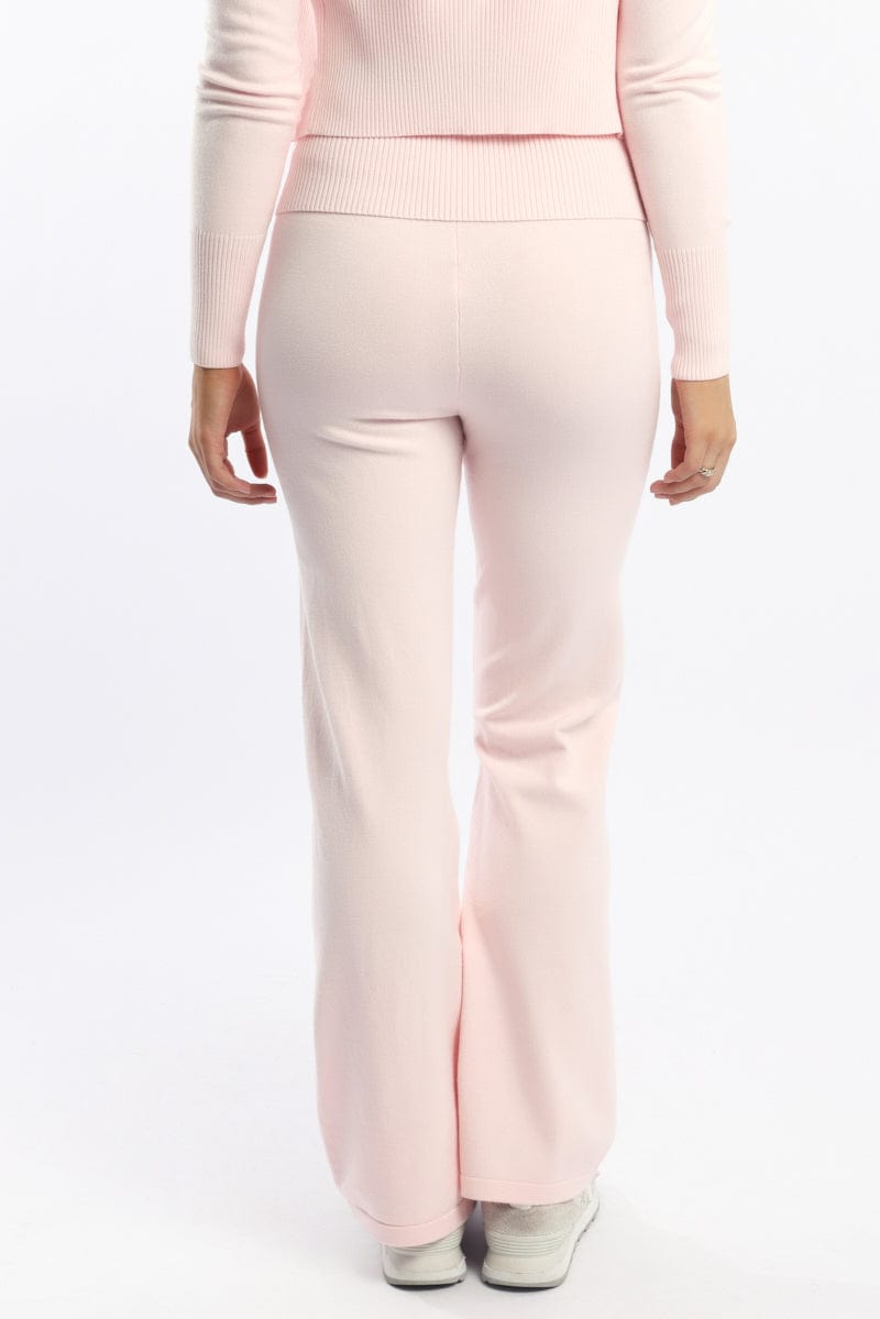 Pink Wide Leg Pants Knit