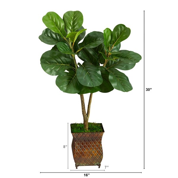 2.5' Fiddle Leaf Fig Artificial Tree in Decorative Planter