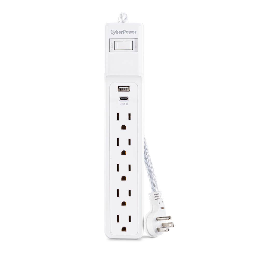 CyberPower 5-Outlet 1 USB-A 1 USB-C Surge Protector with 4 ft. cord P504UC