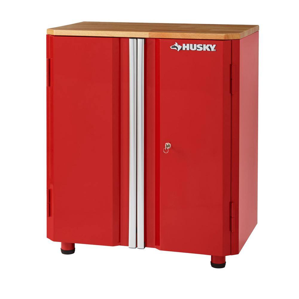 Husky G2802BR-US Ready-to-Assemble 24-Gauge Steel 2-Door Garage Base Cabinet in Red (28 in. W x 32 in. H x 18 in. D)