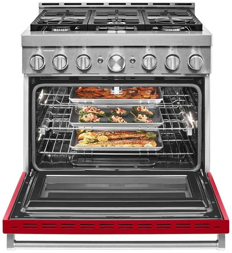 KitchenAid 36 Passion Red Smart Commercial-Style Gas Range With 6 Burners