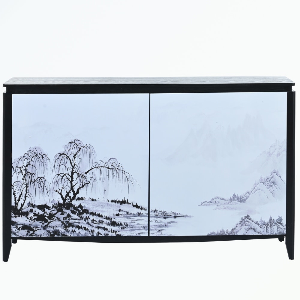 Sideboard Buffet with 2 Decorative Doors  2 Drawers and 4 shelves