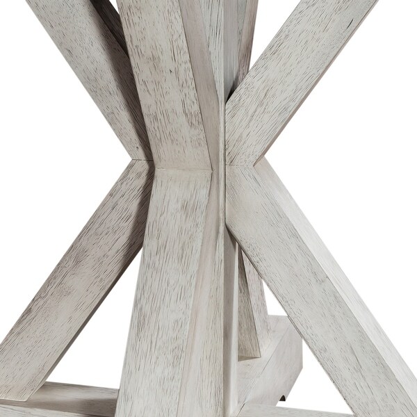 Willowrun Rustic White Weathered Gray Pedestal Table Set