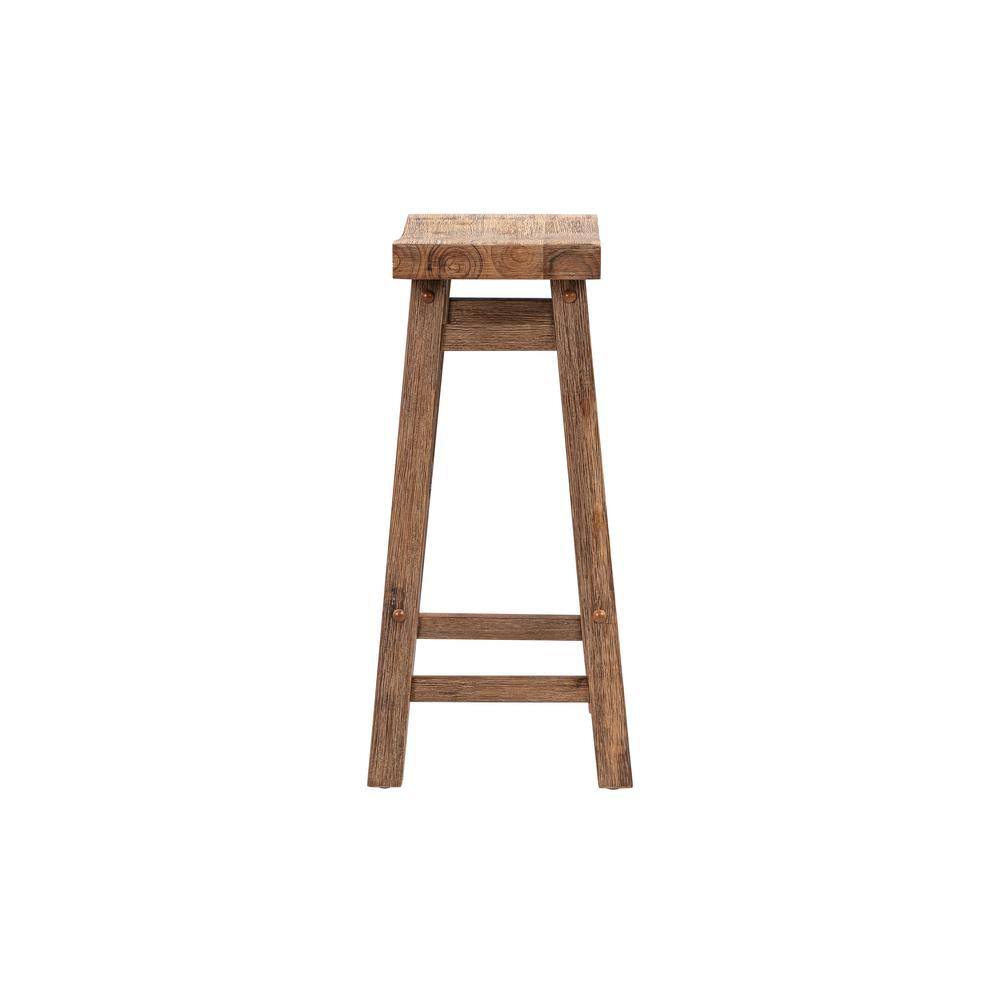 Boraam Sonoma 24 in. Barnwood Wire-Brush Backless Saddle Stool 75024