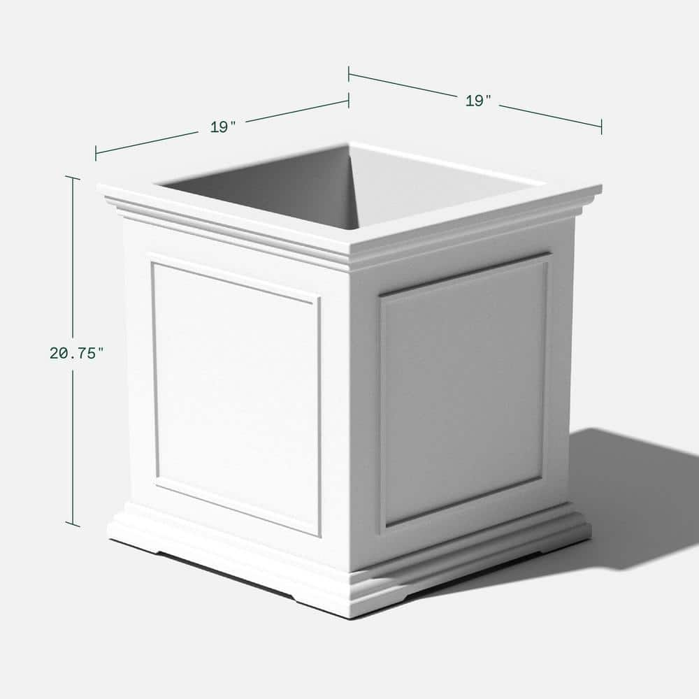 Veradek Brixton Series 20 in. Cube White Plastic Planter BXVCB20W