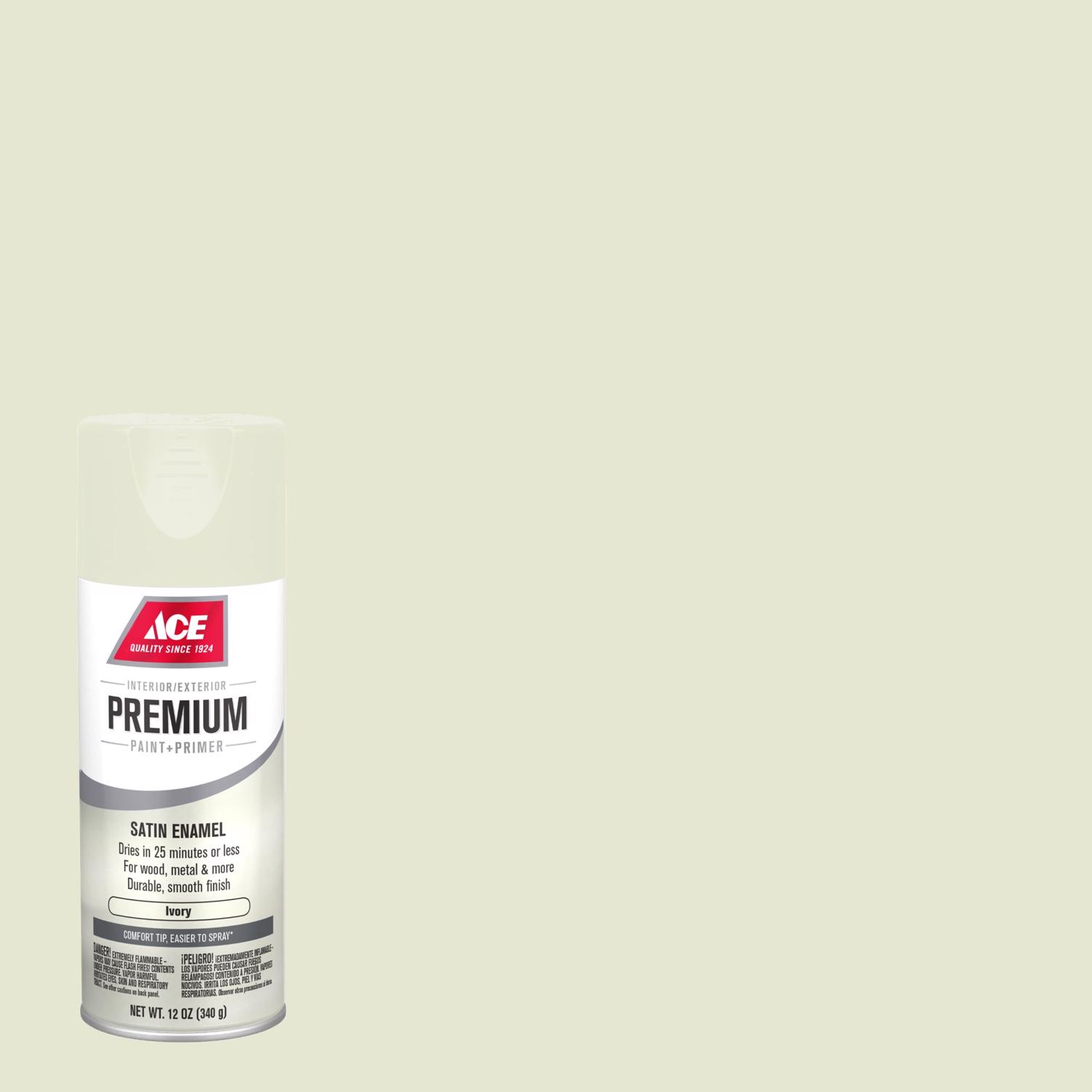 Ace Premium Satin Ivory Paint + Primer Enamel Spray 12 oz