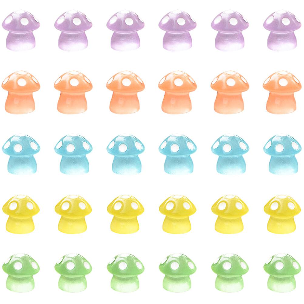 30pcs Mini Glow In The Dark Mushroom Decors Mini Mushroom Ornaments Luminous Mushroom Figurines