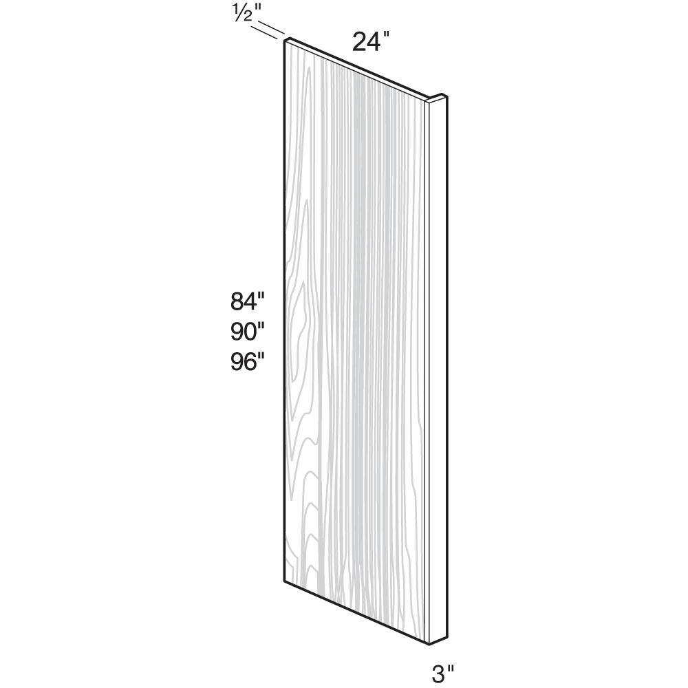 Home Decorators Collection Blue Painted Shaker Stock Assembled Plywood Kitchen Cabinetr Refrigerator End Panel 3 in. x 96 in. x 24 in. RP396-MB