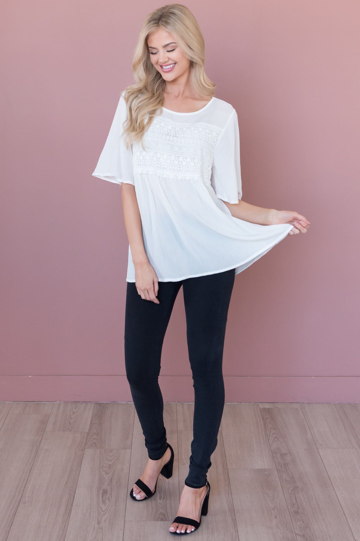 Delightful Days Ahead Modest Lace Bodice Top