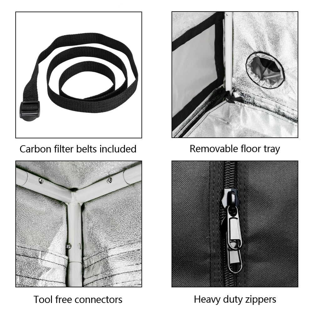 120*120*200cm Home Use Dismountable Hydroponic Plant Growing Tent with Window Green and Black