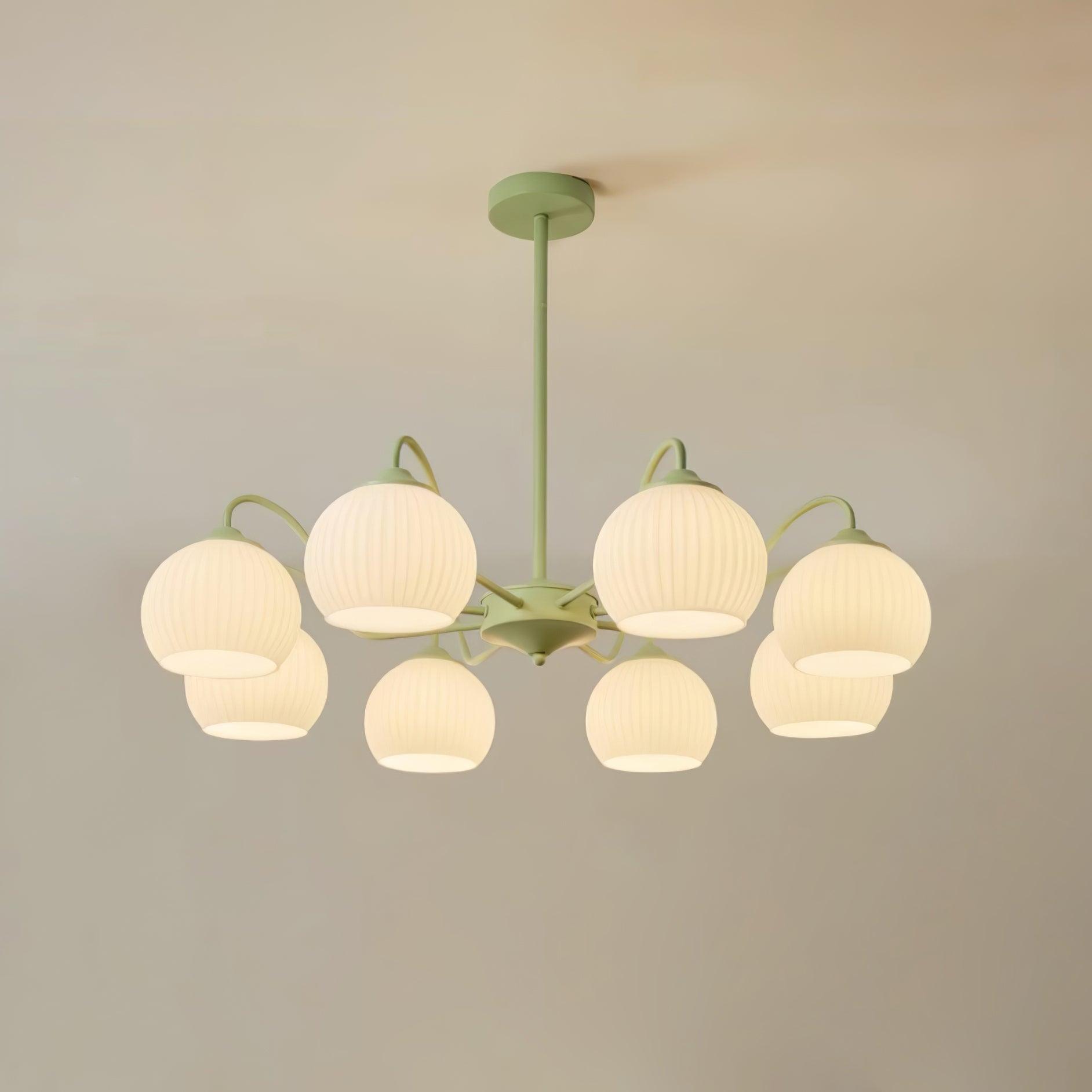 Ribbed Glass Matcha Chandelier