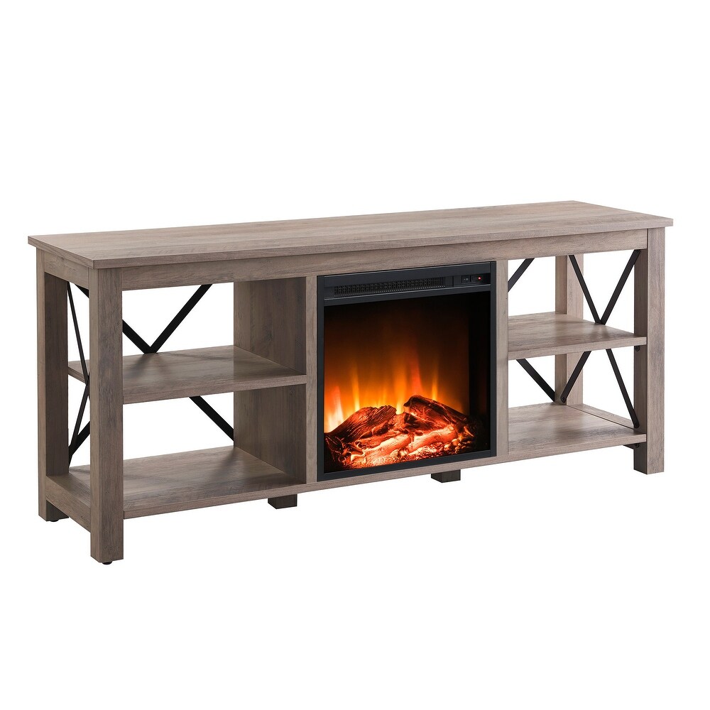 Sawyer TV Stand with Log Fireplace Insert