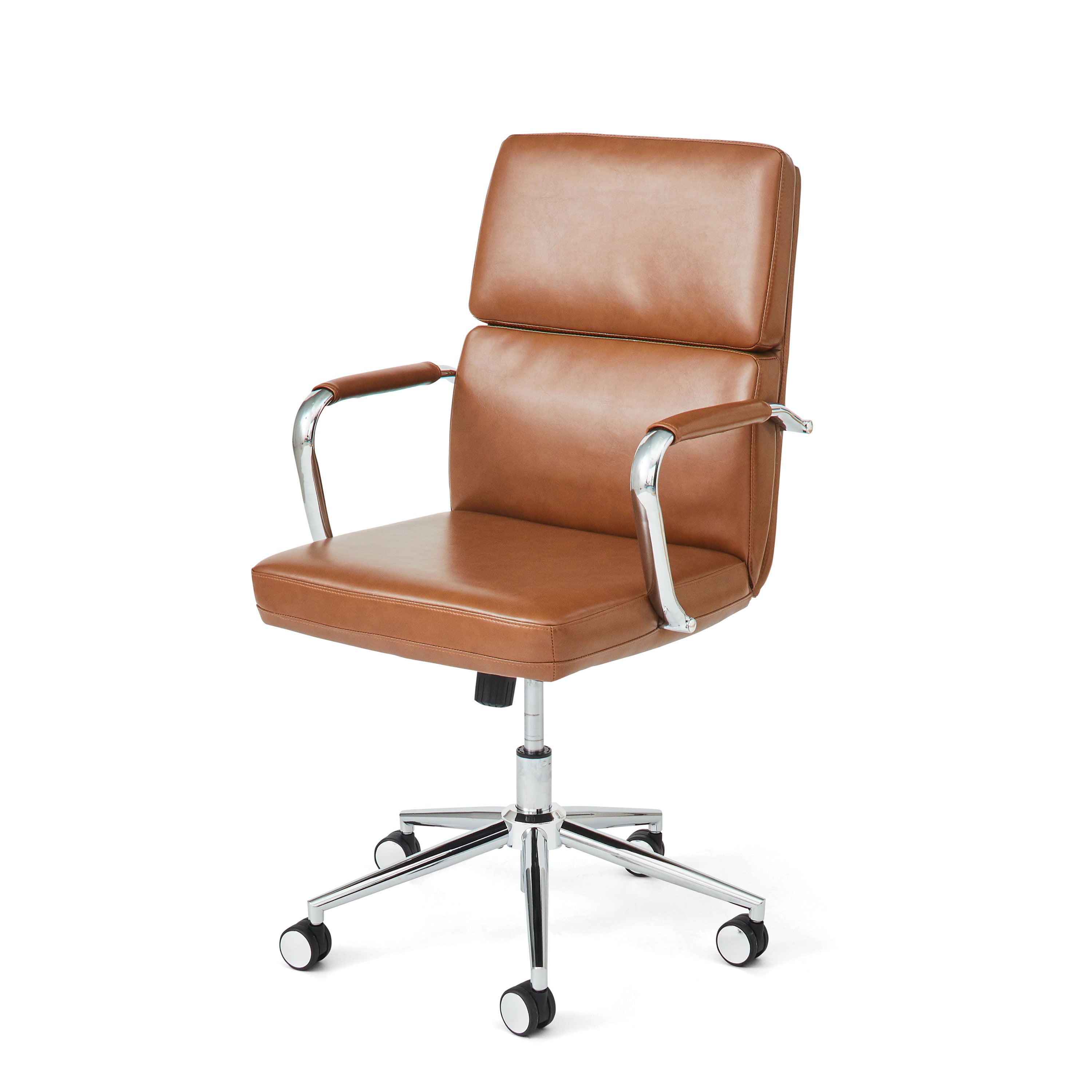 Better Homes & Gardens Swivel Office Chair, Faux Leather, Upholstery, Brown