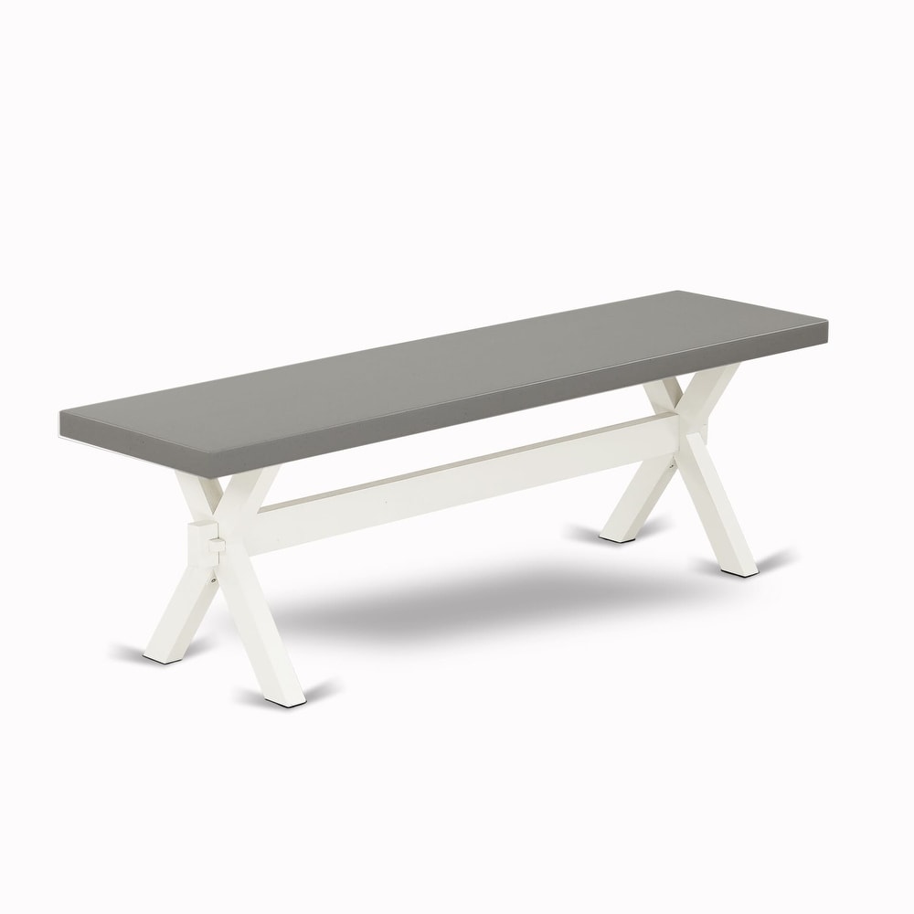 East West Furniture X Style Modern Dining Room Bench with Wooden Seat(Finish Options)