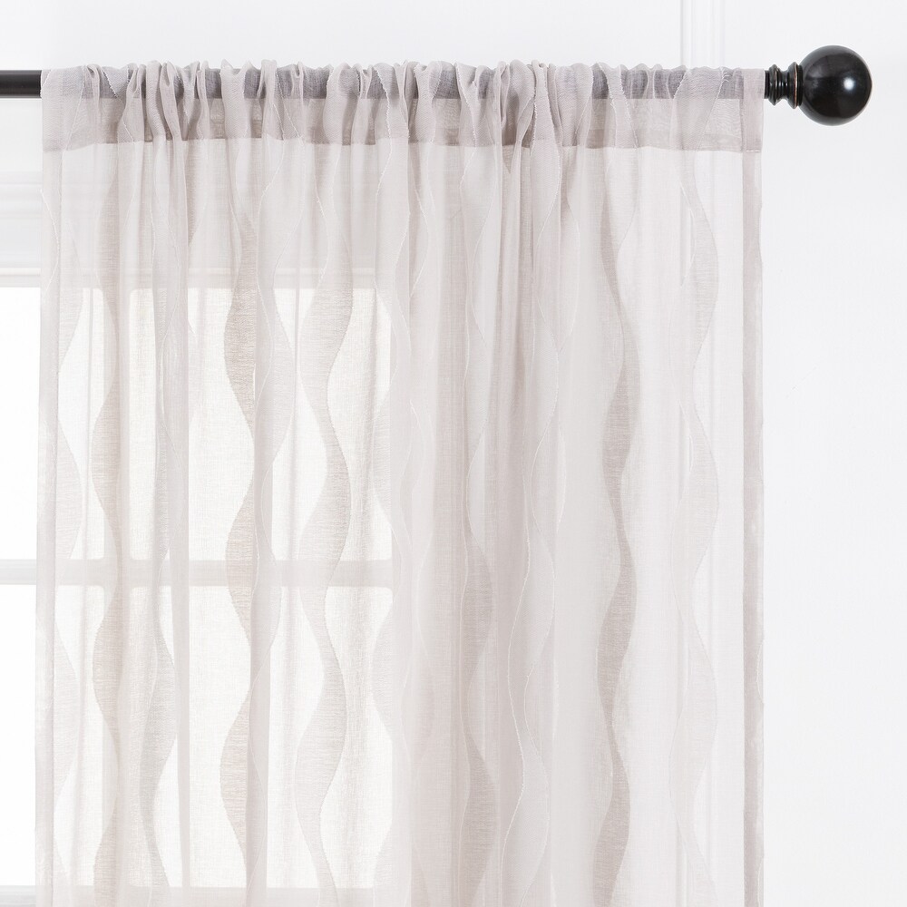 Chanasya Voile Wavy Textured Sheer Bedroom Kitchen Window Curtain Panel Pair (Set of 2)