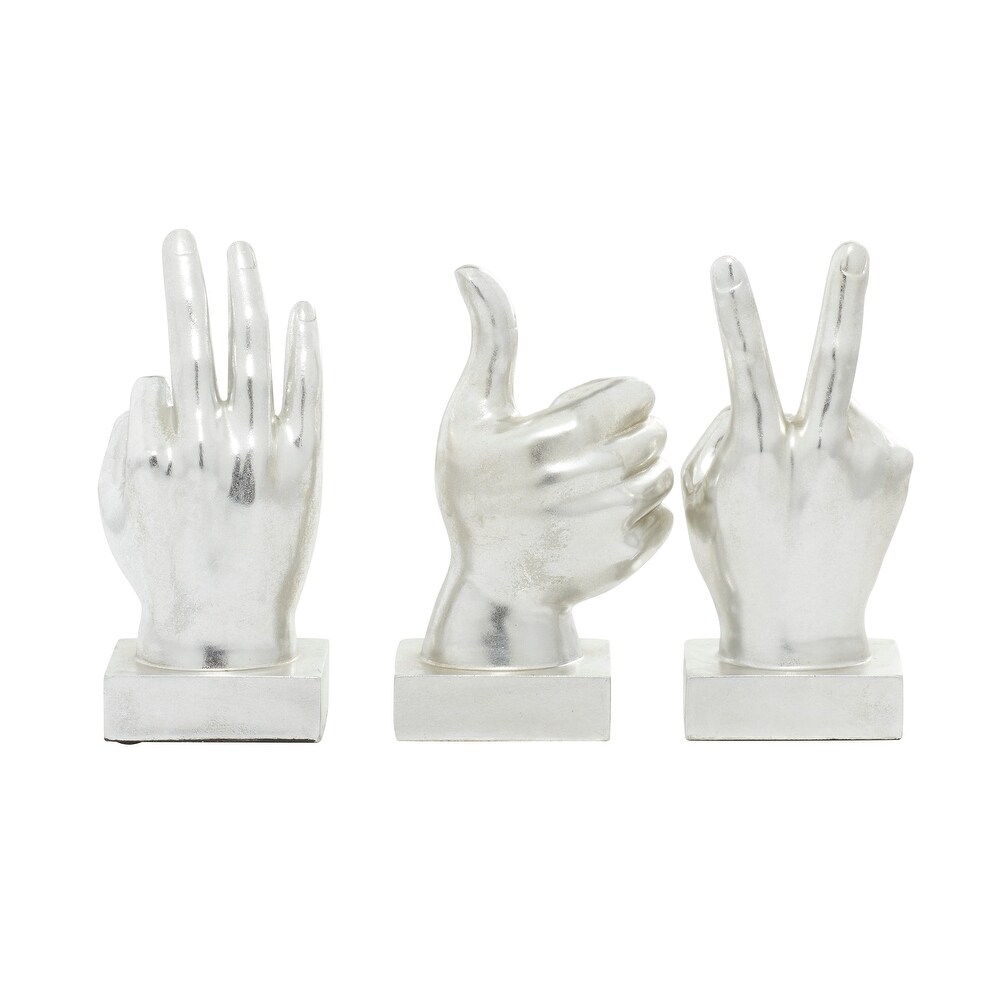 The Novogratz Dark Silver or Light Silver Polystone Hands Sculpture (Set of 3)   6\