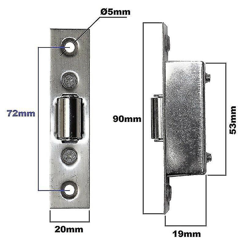 Adjustable Roller Catch Satin Mortice Door Spring Ball Latch Stainless Steel(silver)(1pcs)