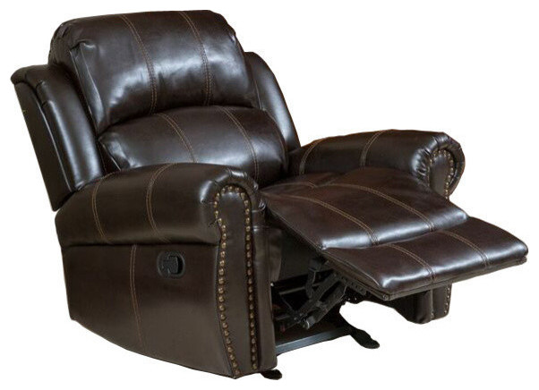 GDF Studio Harbor Dark Brown Leather Glider Recliner Club Chair   Transitional   Recliner Chairs   by GDFStudio  Houzz