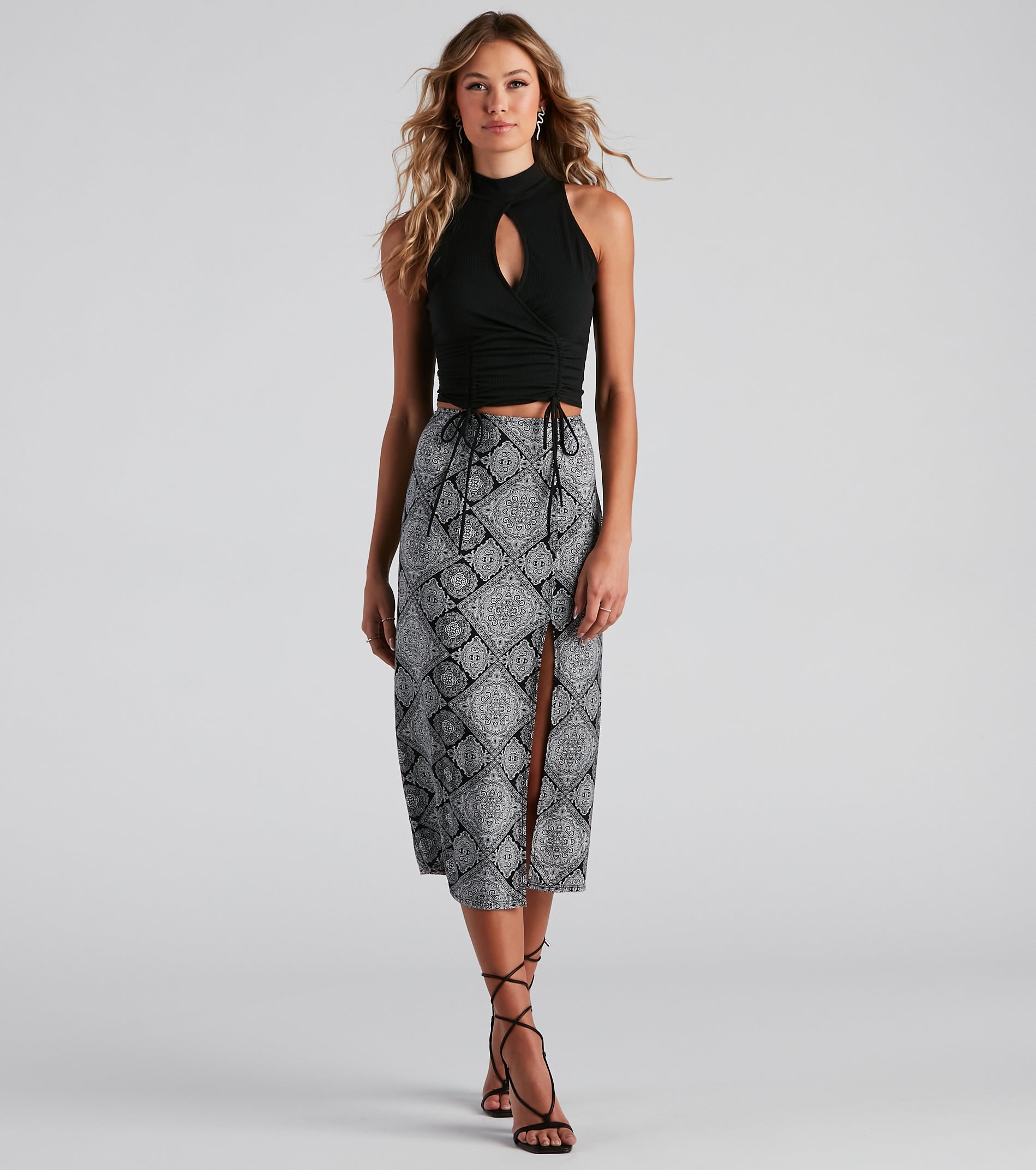 Challis Boho Slit Midi Skirt