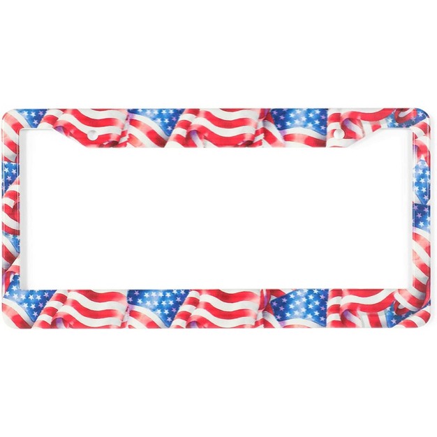 Zodaca 2 Pack American Flag License Plate Frames Covers With Screws 12 3 X 6 4 In