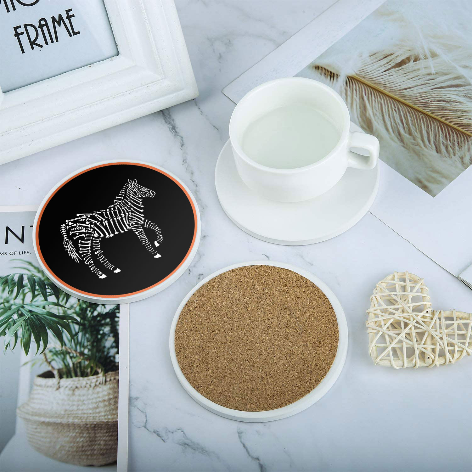 VING 144 Pack Sublimation Blanks Round Ceramic Tiles Coasters 4.25In Coffee Cup Mat Heating Press Thermal Transfer Crafts with Cork Backing Pads