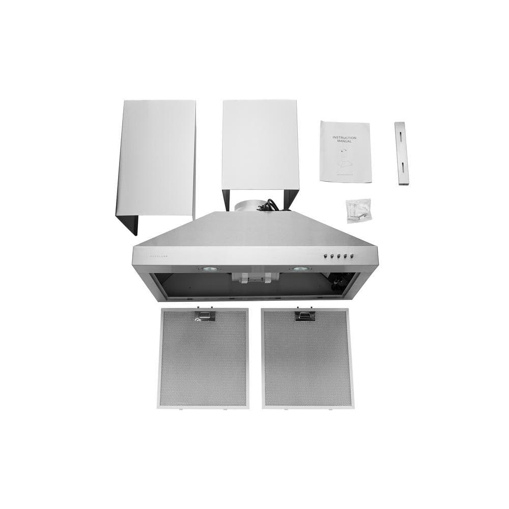 HAUSLANE 30 in Convertible Wall Mount Range Hood with Changeable LED Aluminum Mesh Filters in Stainless Steel