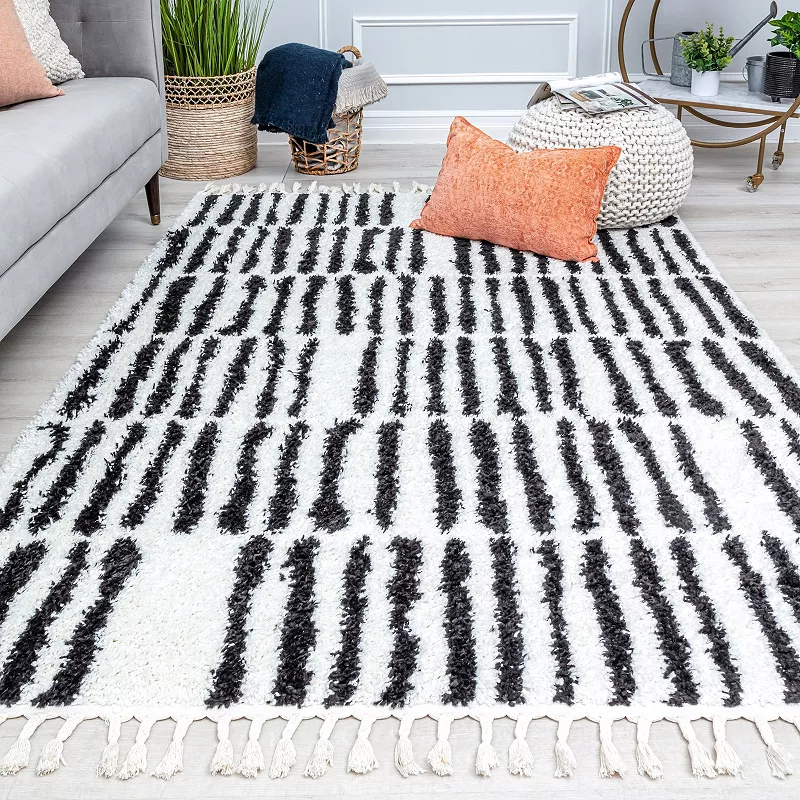 CosmoLiving Rugs America Cyprus Modern Stripe Night Odyssey Area Rug