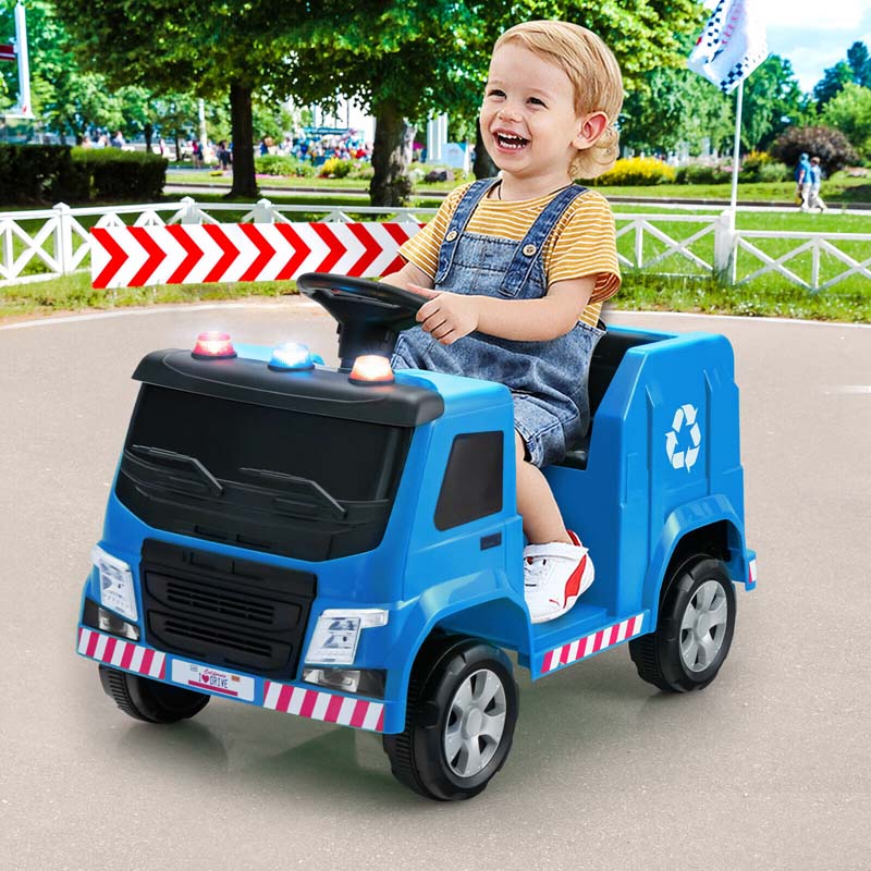 12V Kids Ride On Recycling Trash Truck Battery Powered RC Riding Toy Car with Recycling Accessories