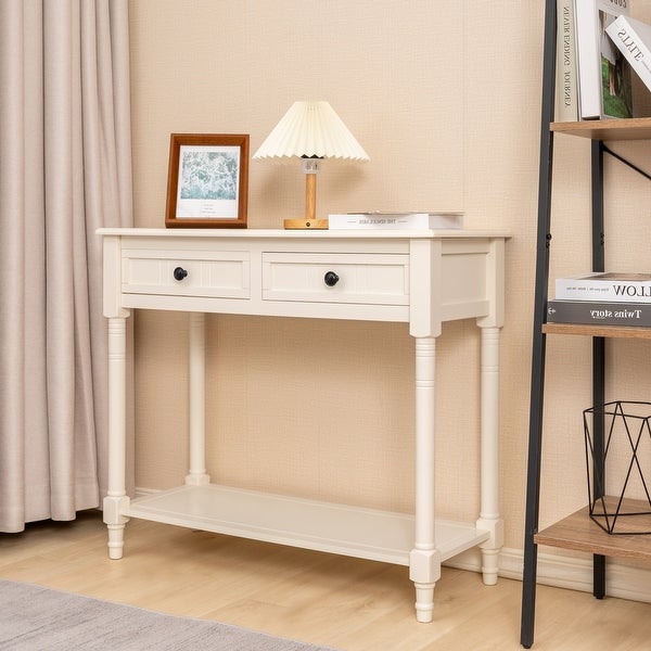 Modern 2-drawer Console Table with Shelf-35.4