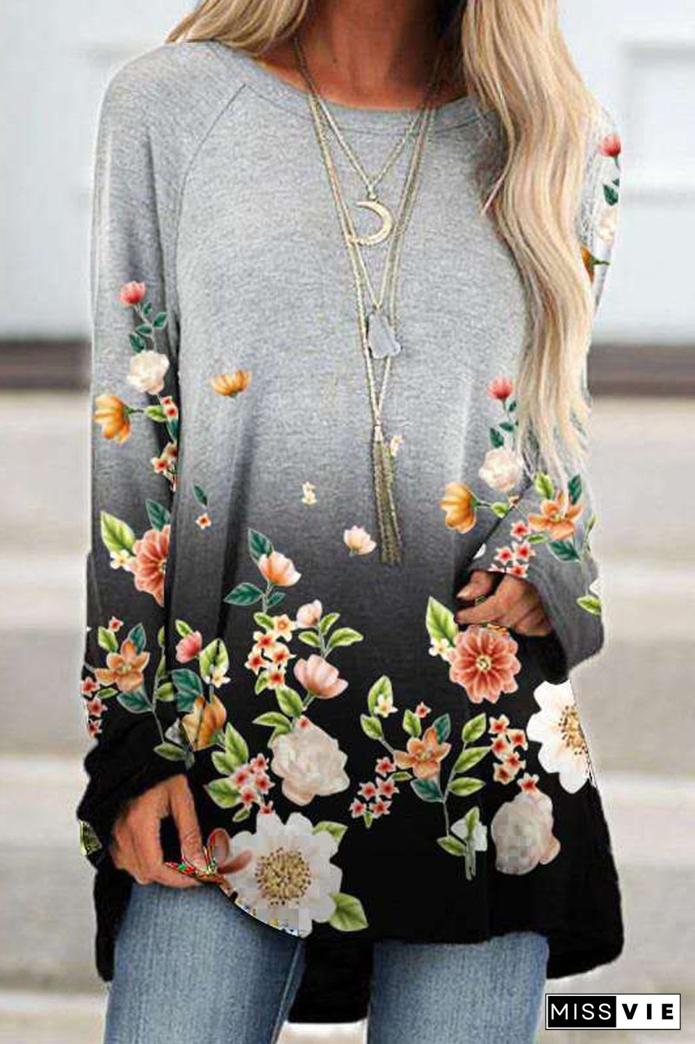 Floral Print Long Sleeve T-Shirt