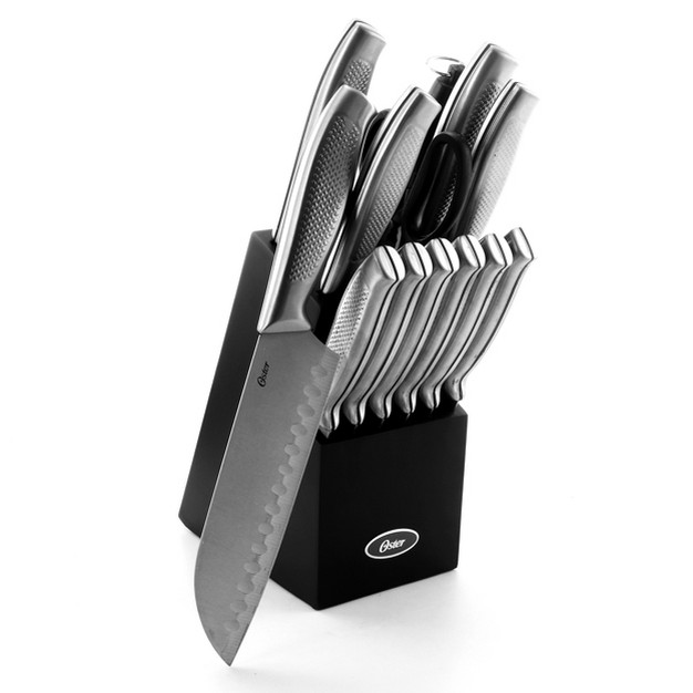 Oster Edgefield 14 Piece Stainless Steel Cutlery Knife Set With Black Knife Block