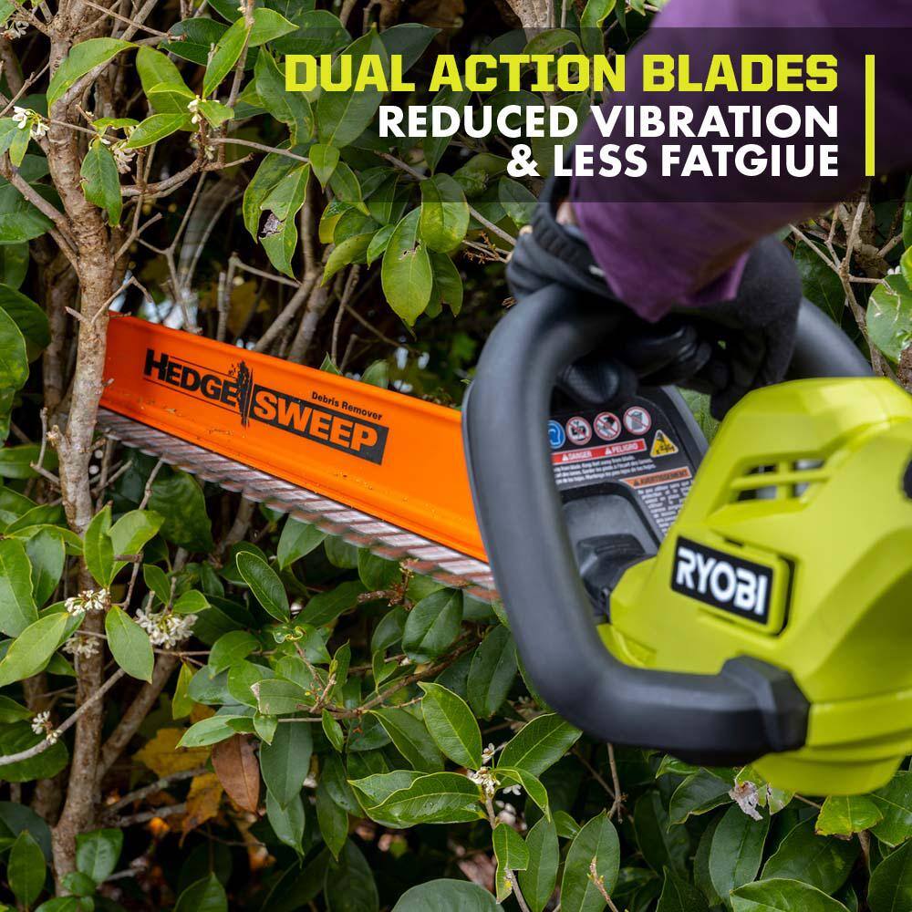 RYOBI ONE+ 18V 22 in. Lithium-Ion Cordless Hedge Trimmer with 2.0 Ah Battery and Charger P2690