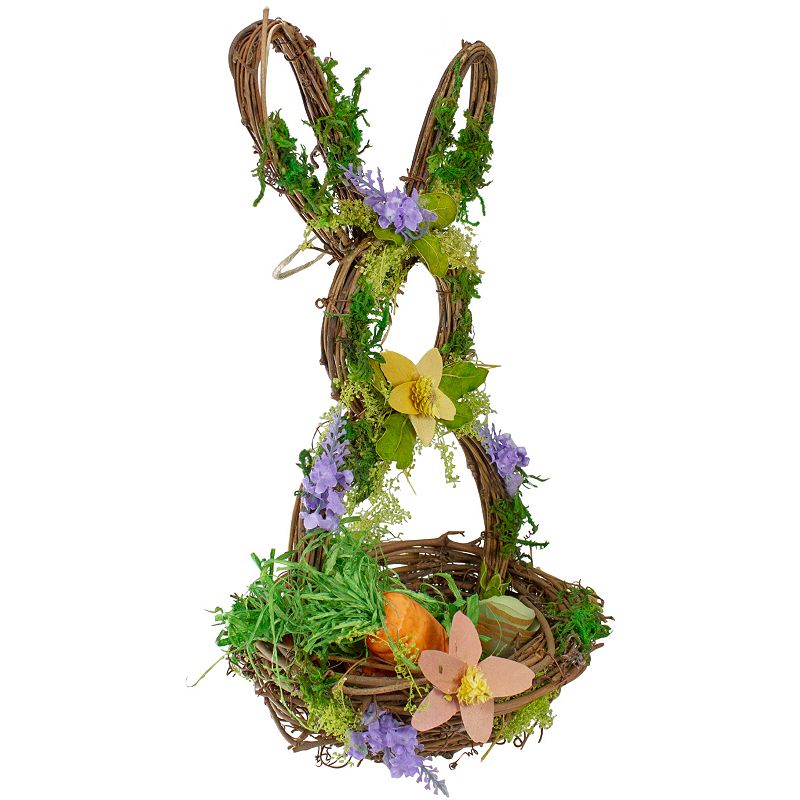 Northlight 14.5 Brown and Green Artificial Floral Bunny Shaped Basket