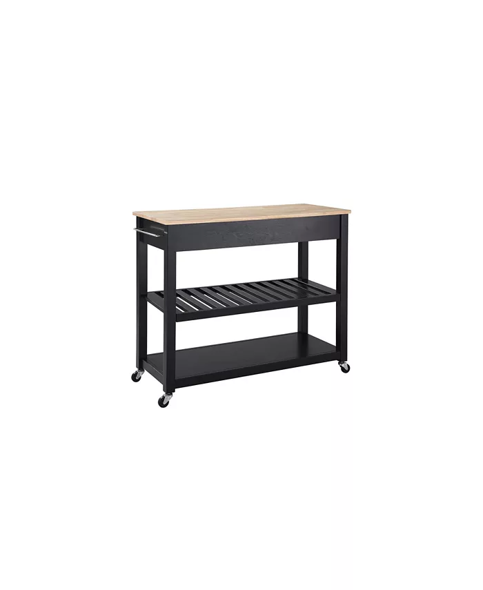 Crosley Natural Wood Top Kitchen Cart Island With Optional Stool Storage