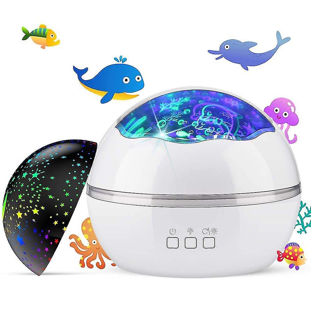 Star Projector Night Lights Compatible With Kids，novelty Moon Star/sea Animal 2-in-1 Design Night Lighting Lamp， Multi-color Star Light Rotating Proje