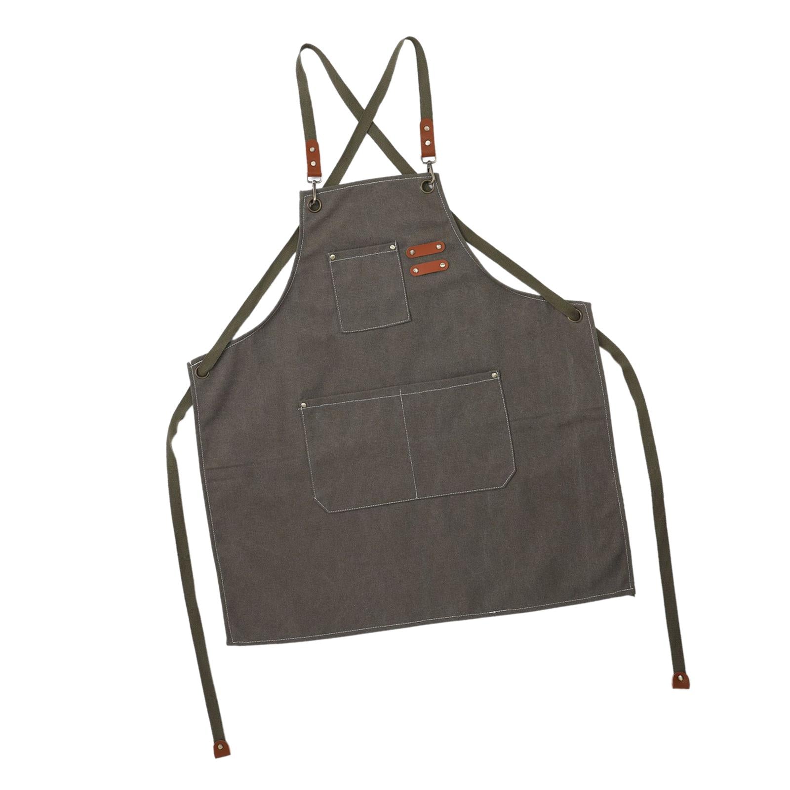 Work , Barista Apron Strap Artist Apron Kitchen Cooking Apron Gardening Apron for Carpenter Cafe Home Salon Painting Gray Green