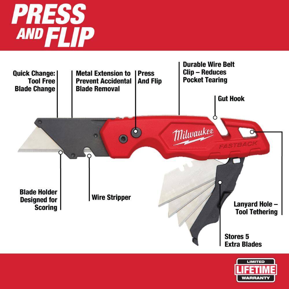 MW Screwdriver Set with FASTBACK Utility Knifes (10-Piece) 48-22-2718-48-22-1503