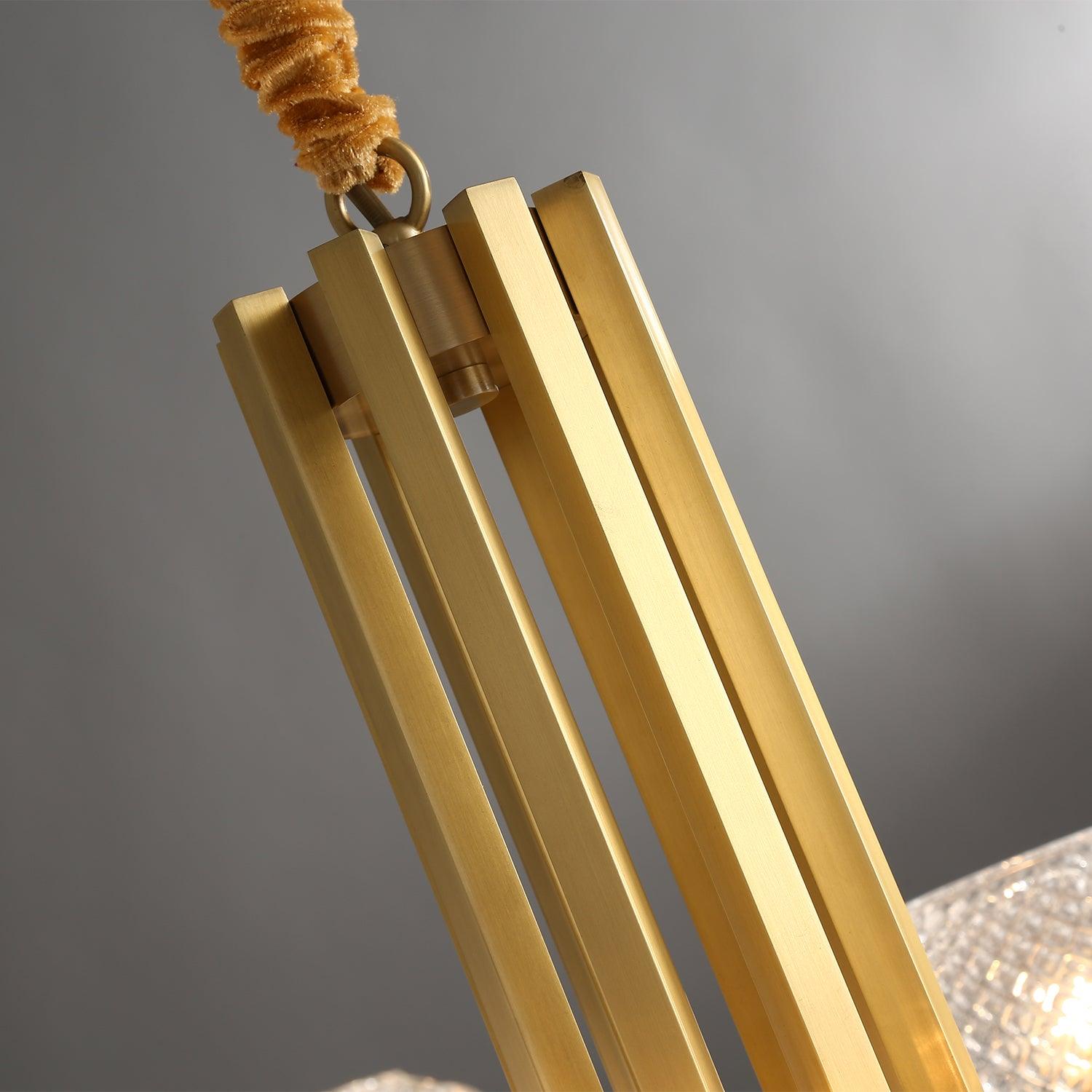 Ribbed Glass Brass Chandelier