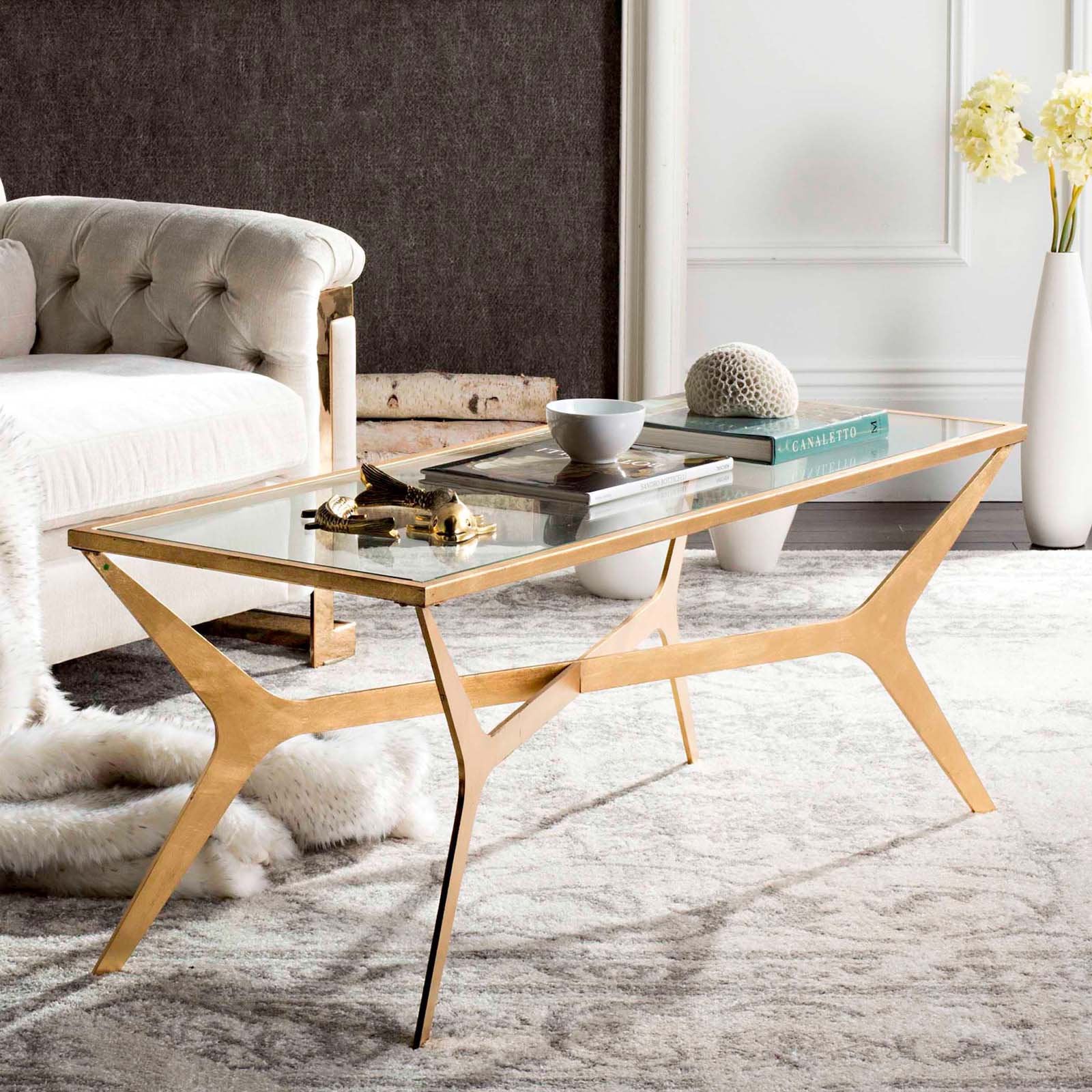 Safavieh Edythe Gold Leaf Coffee Table