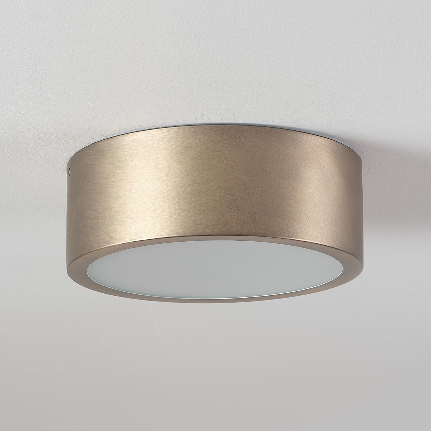 Globe Electric Edinburg Matte Brass LED Integrated Flush Mount Ceiling Light with Frosted Glass Shade， 60979