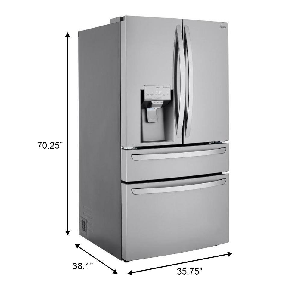 LG 30 cu. ft. 4-Door French Door Refrigerator Full Convert Drawer Smart Cooling and Craft Ice PrintProof Stainless Steel LRMXS3006S