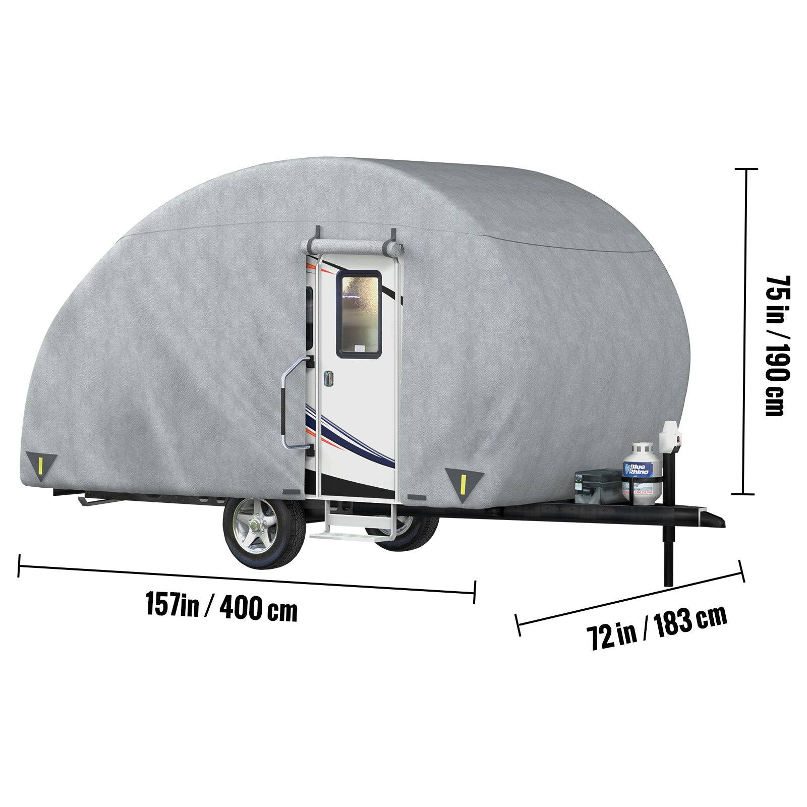 VEVOR Classic Accessories Over Drive PolyPRO3 Deluxe Teardrop Trailer Cover， Fits 8' - 10' Trailers Front Entrance