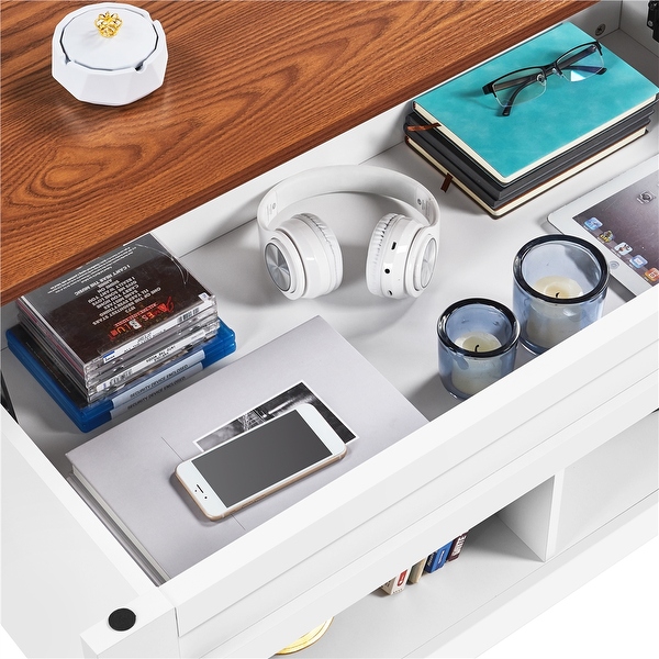 Yaheetech Lift Top Dining Coffee Table with Hidden Storage and Shelves