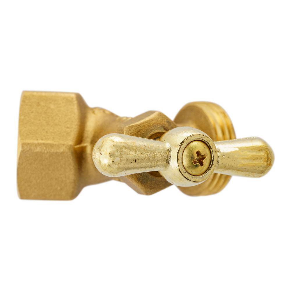 Everbilt 34 in. x 34 in. FIP x MHT Brass No-Kink Hose Bibb Valve 102-404EB