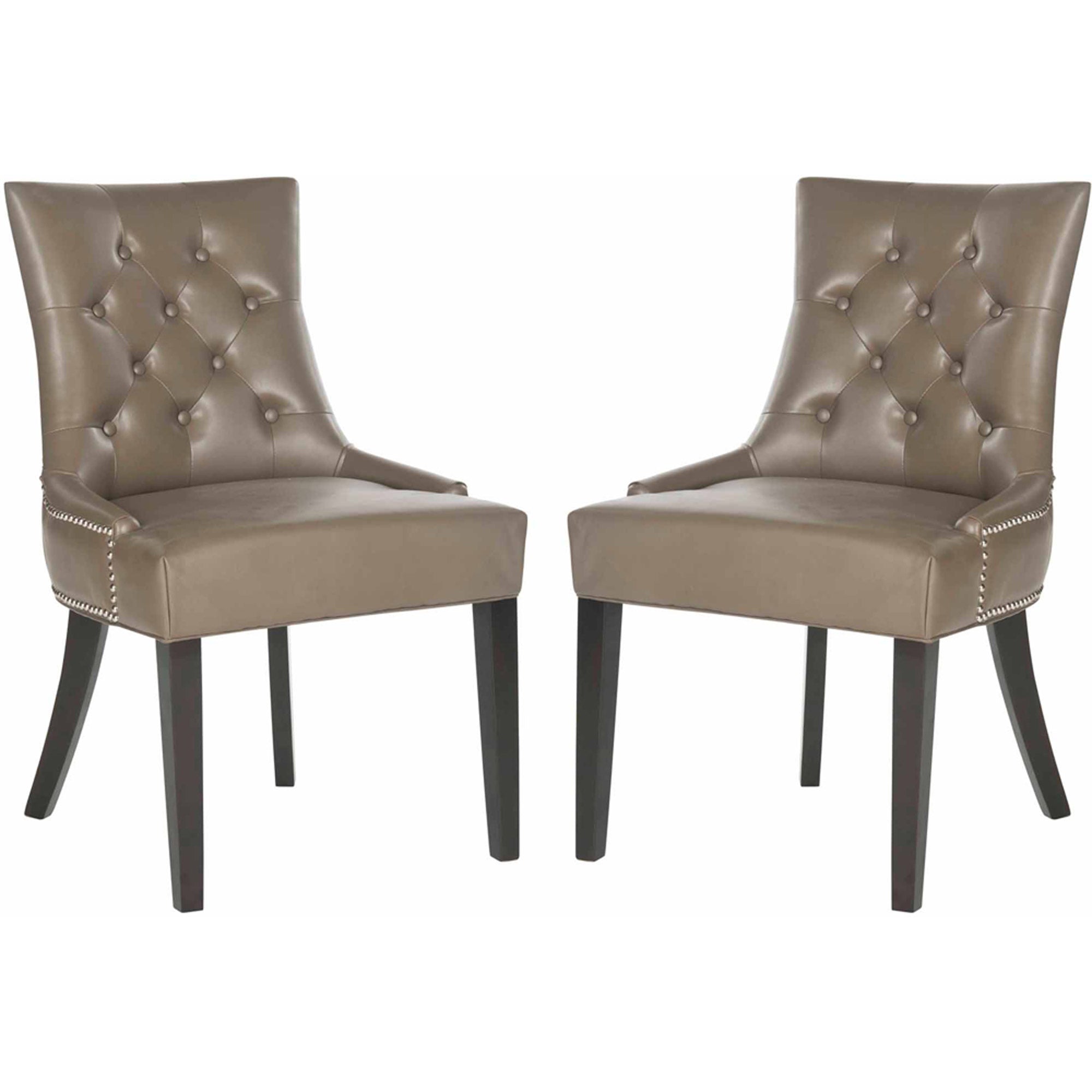 Safavieh Harlow Bicast Leather Ring Chair with Silver Nail Heads， Set of 2