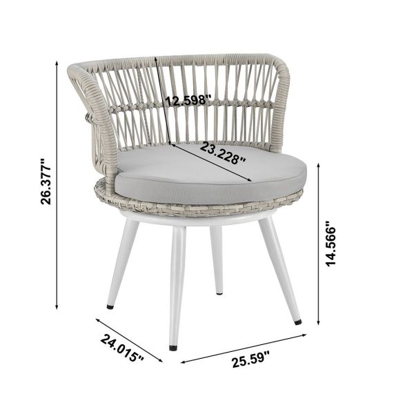 Monaco Patio 2- Person Seating Group with End Table with Grey Cushions