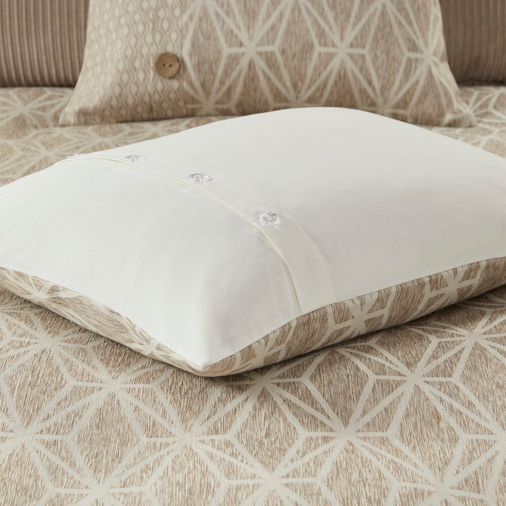 Madison Park Signature Grace Taupe Geometric Oversized Jacquard Comforter Set