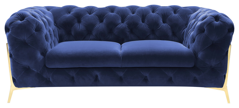 Divani Casa Quincey Transitional Blue Velvet Sofa Set   Midcentury   Living Room Furniture Sets   by Vig Furniture Inc.  Houzz