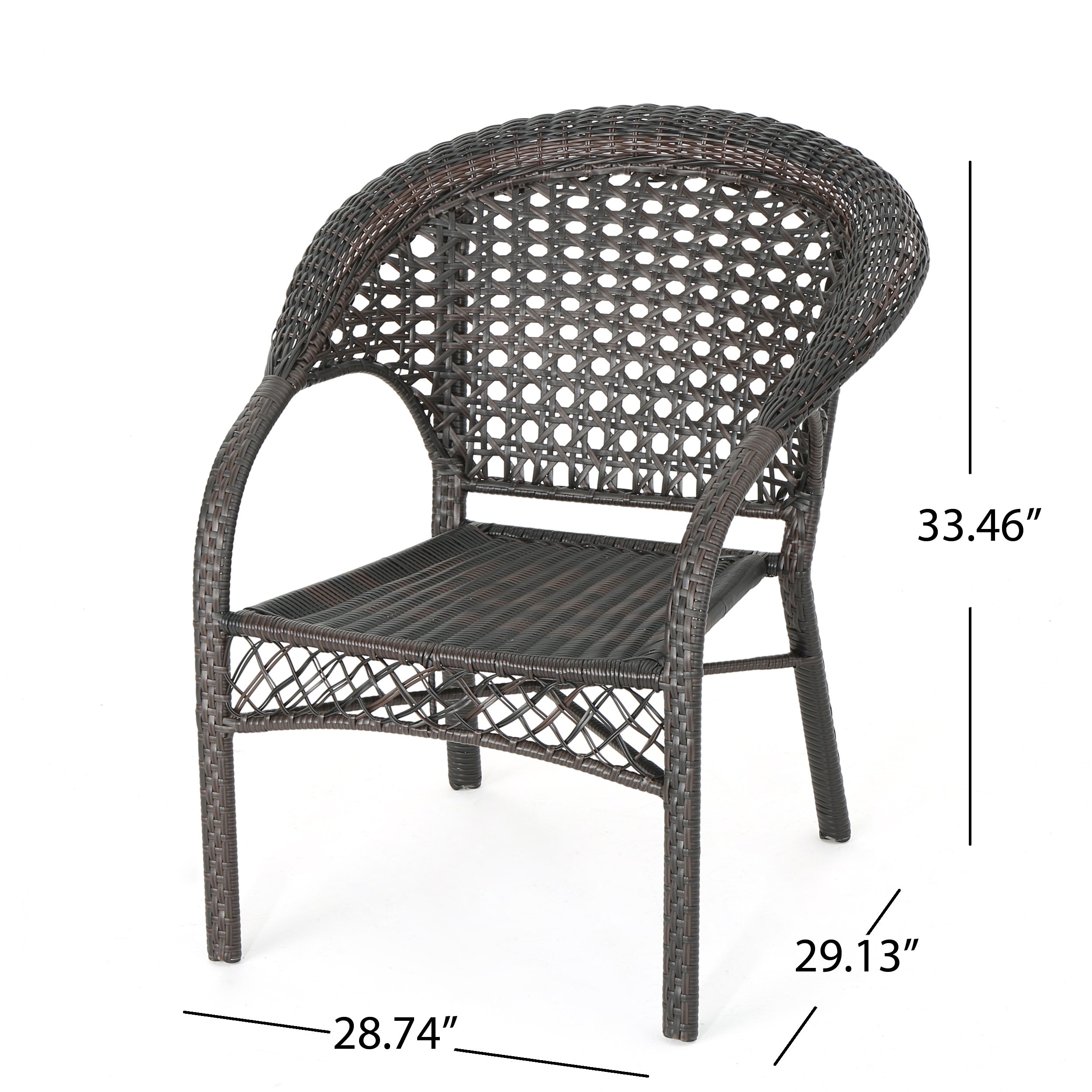 Mason Outdoor 3 Piece Multi-Brown Wicker Chat Set with Stacking Chairs